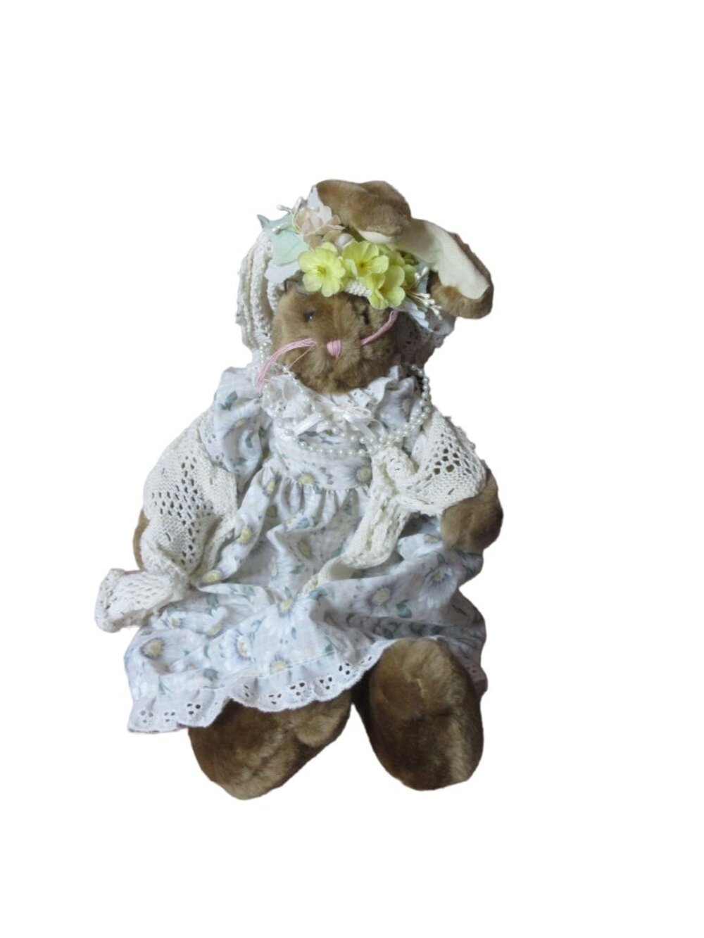 Granny Nana 18" Plush Rabbit with Dress Flowered Hat Scarf Glasses